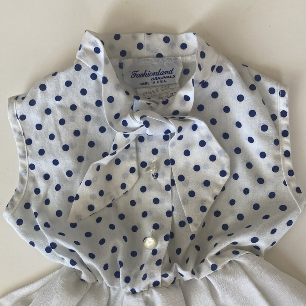 Vintage 80s navy and white nautical dot dress size 2T - Picture 8 of 9